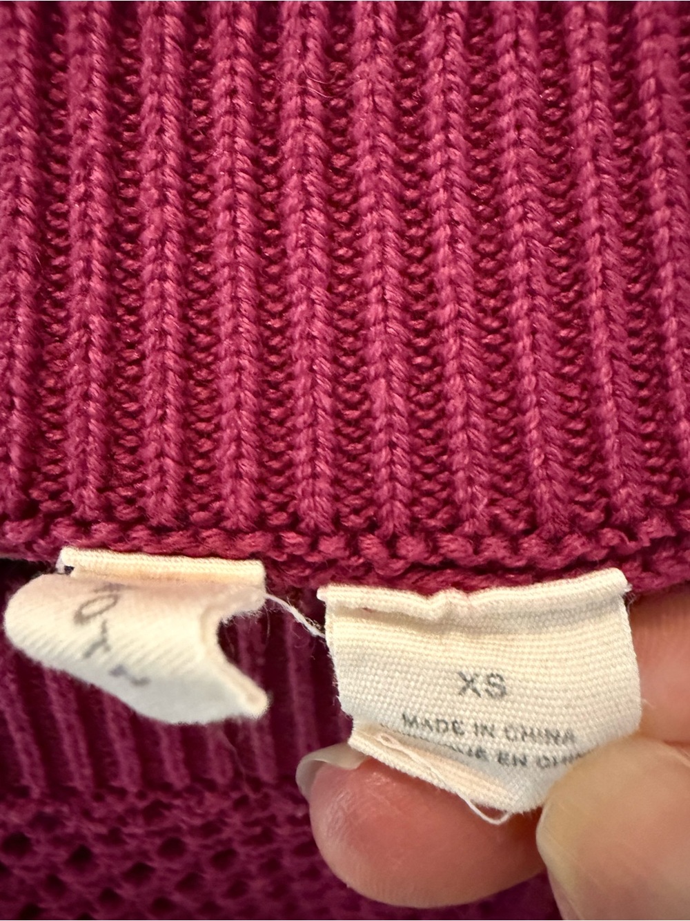 Moth Womens Raspberry Open-Knit Crew Sweater - Picture 4 of 6